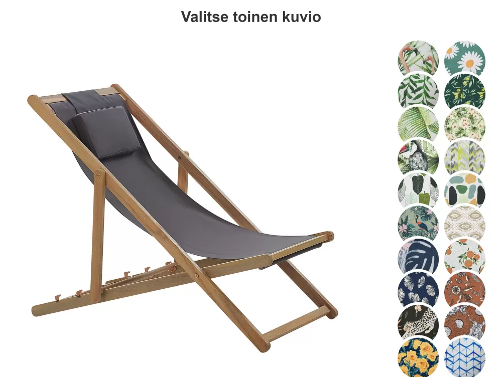 Ulkokalusteet<Beliani Aurinkotuoli Akaasia 2X Vaihtokankaat (Useita) Vaalea Puu Avellino