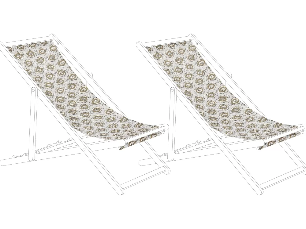 Tekstiilit<Beliani Aurinkotuolin Vaihtokangas Abstrakti Beige 2 Kpl Anzio/Avellino