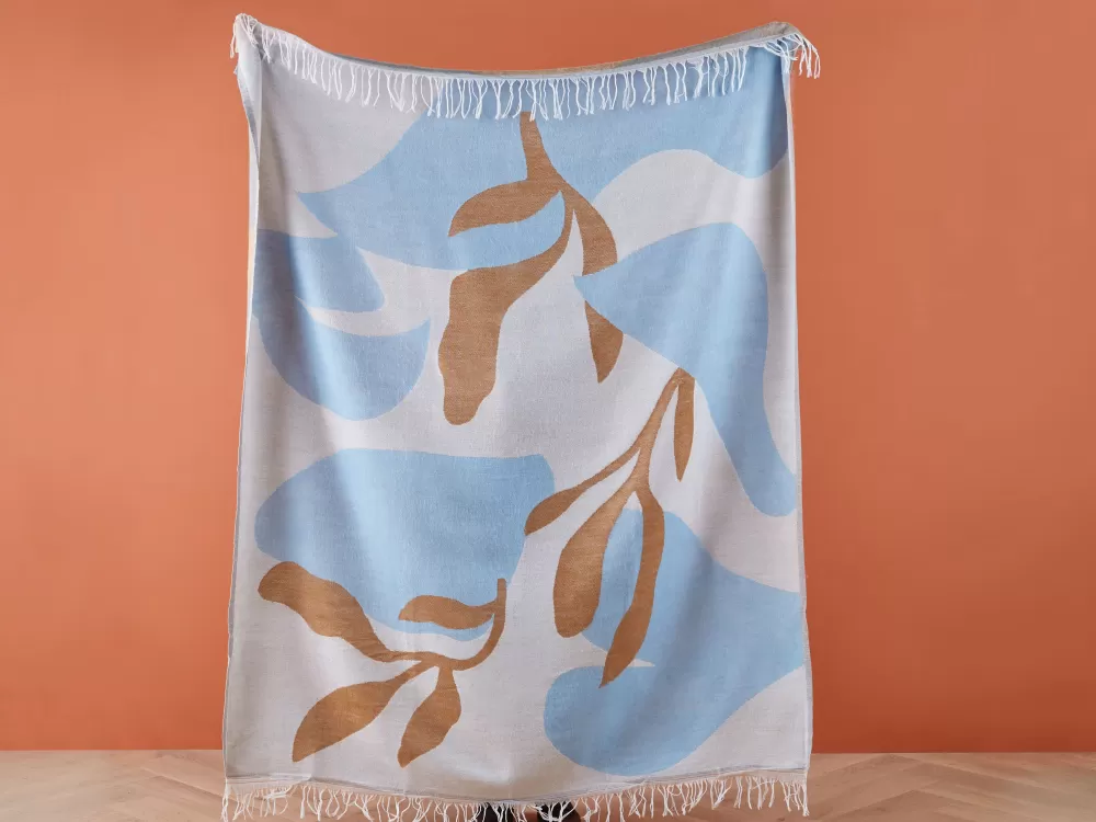 Tekstiilit<Beliani Huopa Beige/Sininen 130 X 170 Cm Hakui
