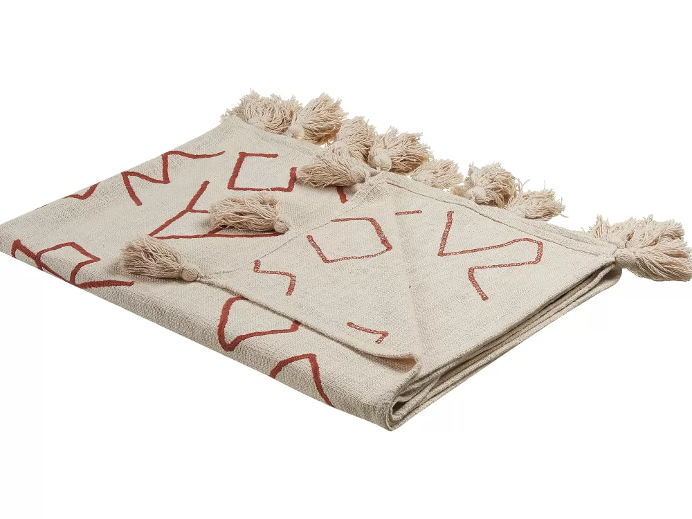 Cheap Beliani Huopa Puuvilla Beige/Punainen 130 X 180 Cm Bhiwani