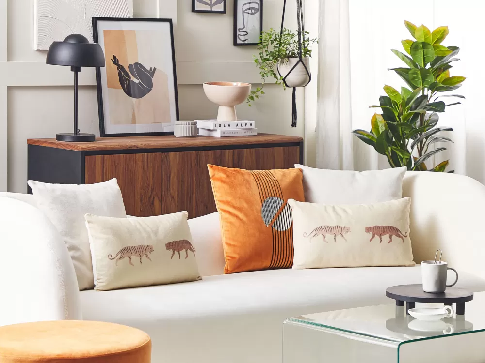 Tekstiilit<Beliani Koristetyyny Beige 30 X 50 Cm 2 Kpl Nierembergia