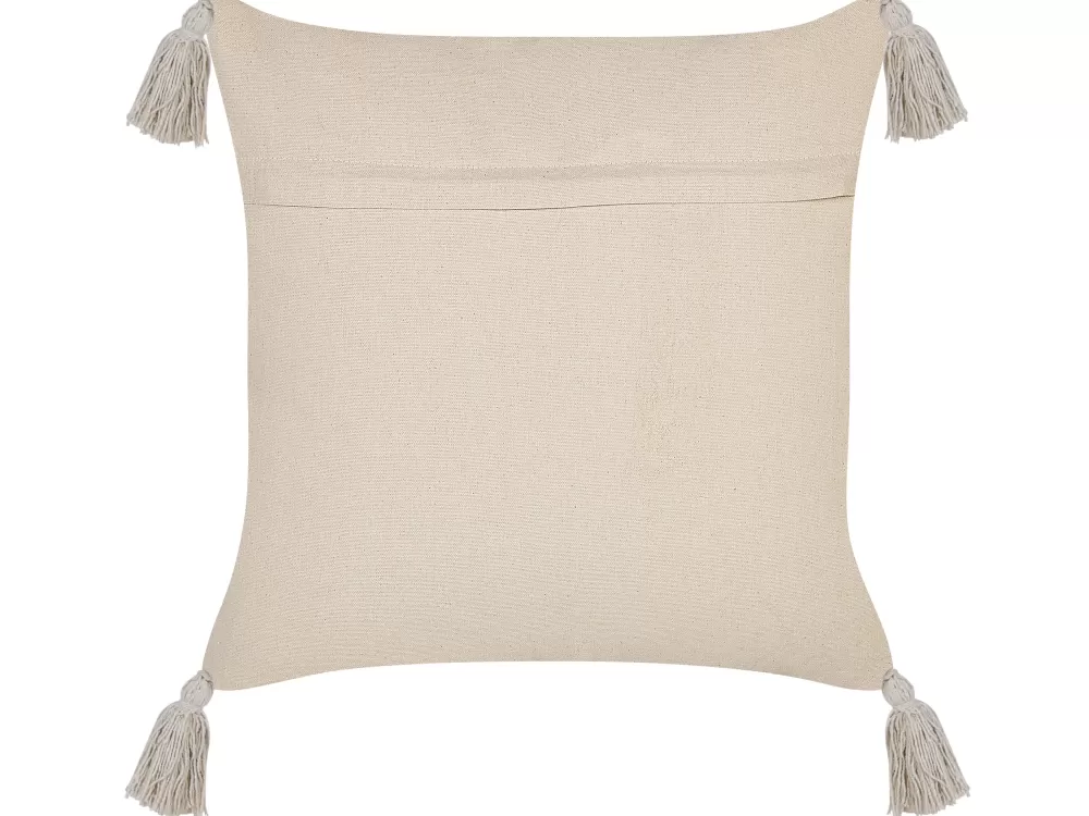 Tekstiilit<Beliani Koristetyyny Puuvilla Beige/Punainen 45 X 45 Cm Euphorbia