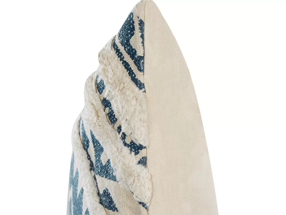 Clearance Beliani Koristetyyny Puuvilla Sininen/Beige Geometrinen Kuvio 50 X 50 Cm 2 Kpl Safi