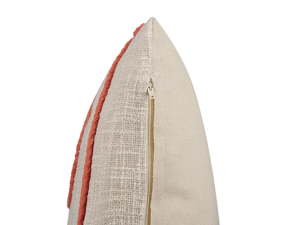 Best Sale Beliani Koristetyyny Puuvilla Vaalea Beige/Koralli 45 X 45 Cm 2 Kpl Pleione