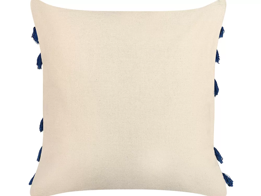 Tekstiilit<Beliani Koristetyyny Puuvilla Vaalea Beige/Laivastonsininen 45 X 45 Cm Pleione