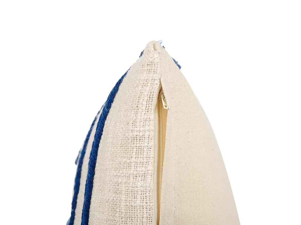 Tekstiilit<Beliani Koristetyyny Puuvilla Vaalea Beige/Laivastonsininen 45 X 45 Cm Pleione
