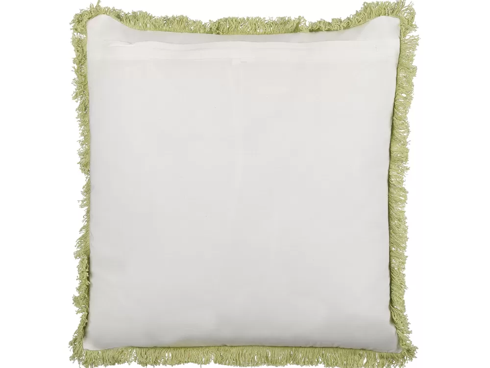 Shop Beliani Koristetyyny Puuvilla Vihrea/Valkoinen 45 X 45 Cm Filix