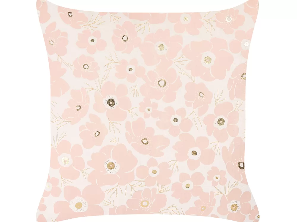 Tekstiilit<Beliani Koristetyyny Sametti Beige/Vaaleanpunainen 45 X 45 Cm 2 Kpl Triteleia