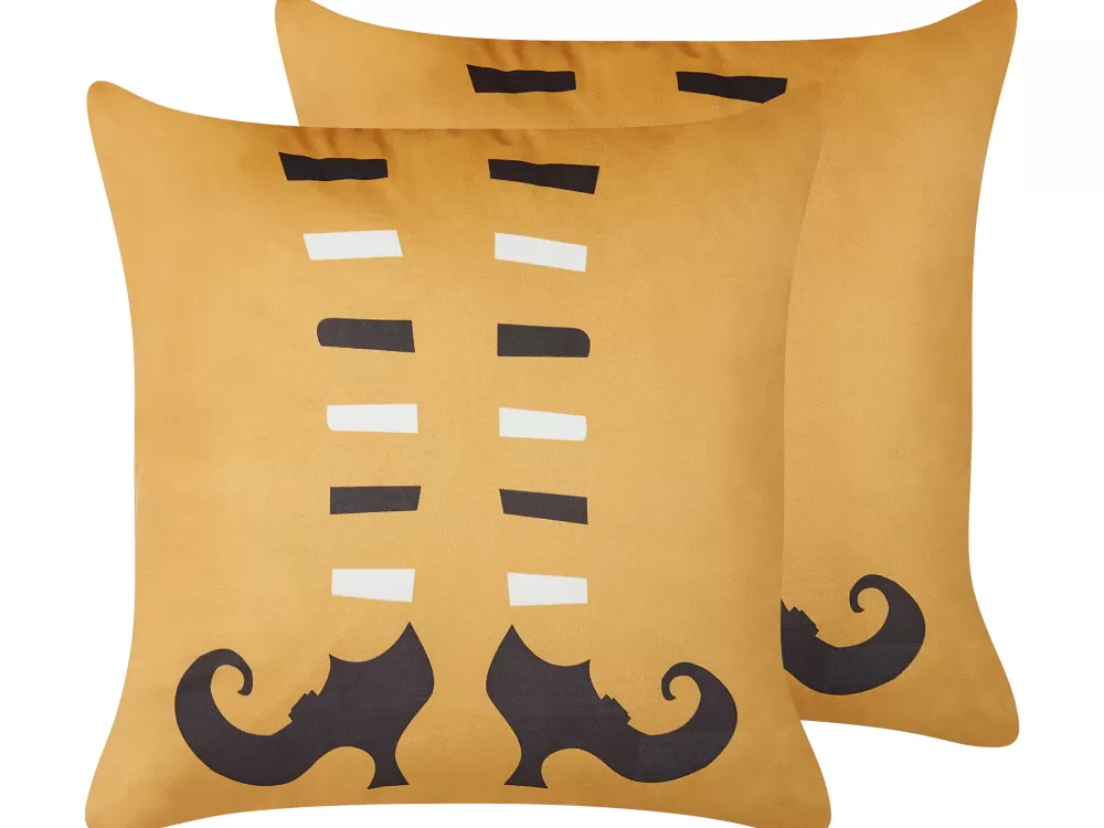 Tekstiilit<Beliani Koristetyyny Sametti Oranssi 45 X 45 Cm 2 Kpl Covasna