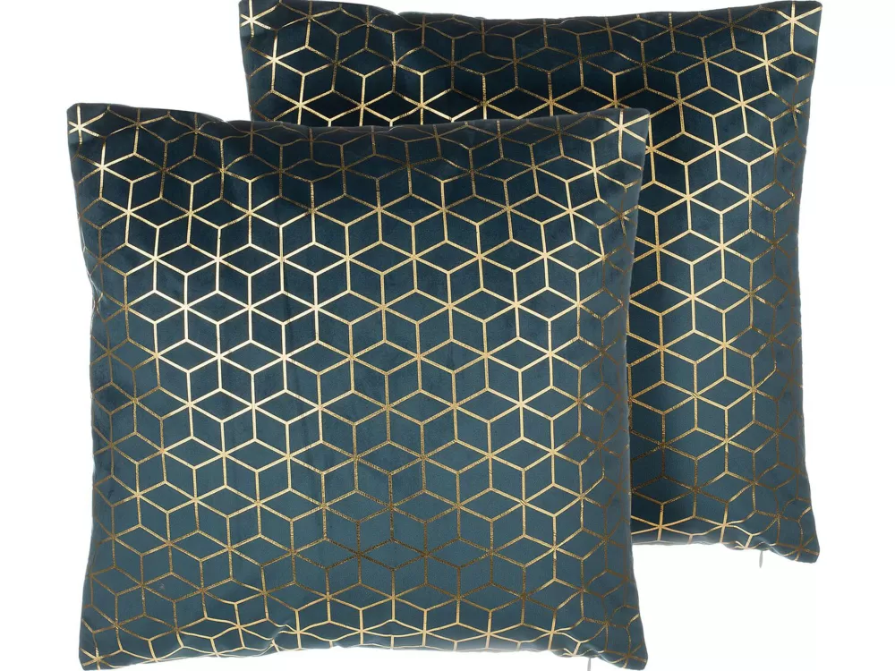 Tekstiilit<Beliani Koristetyyny Sametti Tummansininen 45 X 45 Cm 2 Kpl Celosia
