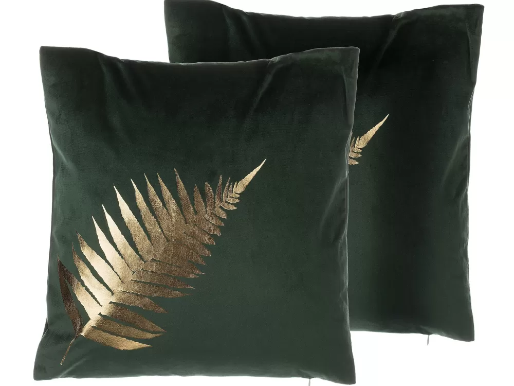 Hot Beliani Koristetyyny Sametti Tummanvihrea 45 X 45 Cm 2 Kpl Fern