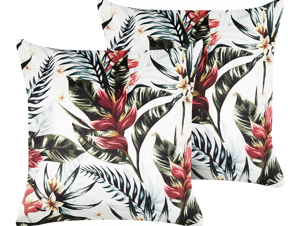 Discount Beliani Koristetyyny Sametti Vihrea/Punainen 45 X 45 Cm 2 Kpl Edelweiss