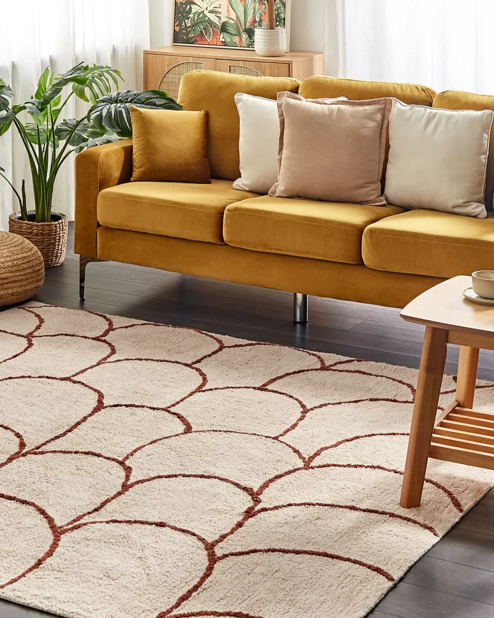 Matot<Beliani Matto Puuvilla Beige/Ruskea 200 X 200 Cm Avdan