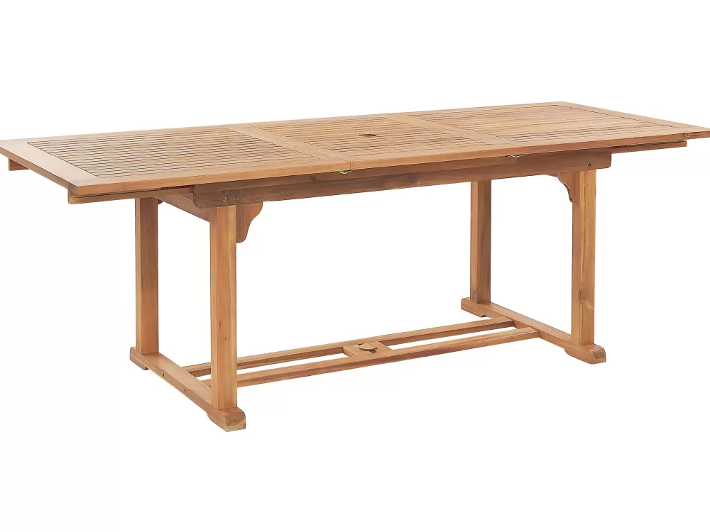 Pöydät<Beliani Puutarhapoyta Jatkettava Akaasia Vaalea Puu 160/220 X 90 Cm Java