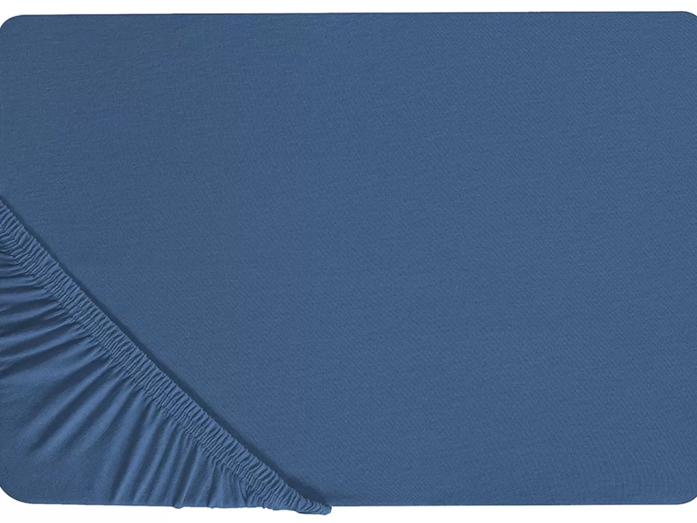 Best Sale Beliani Puuvillalakana Muotoonommeltu Laivastonsininen 200 X 200 Cm Janbu