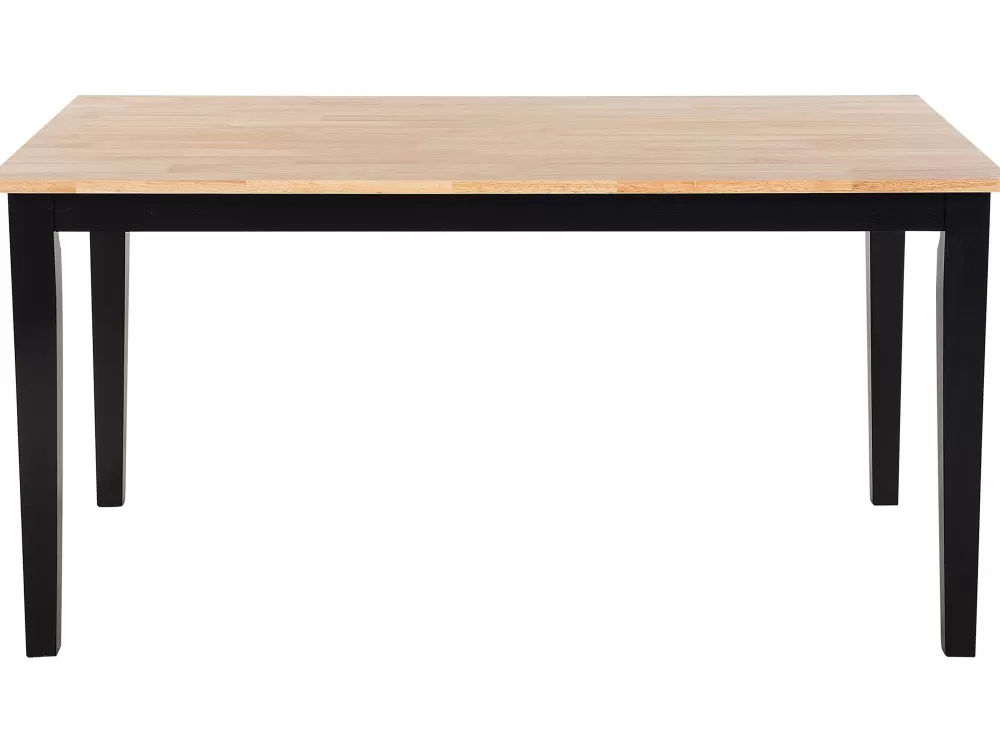 Cheap Beliani Ruokapoyta Kumipuu Vaalea Puu/Musta 150 X 90 Cm Georgia
