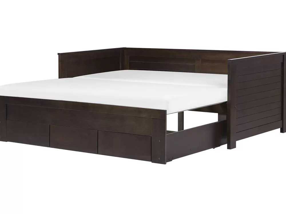 Cheap Beliani Sohvasanky Levitettava Säilytystila Tummanruskea 90/180 X 200 Cm Cahors