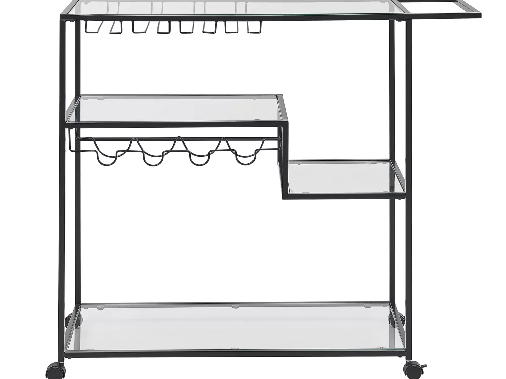 Fashion Beliani Tarjoiluvaunu Lasitasolla Rauta Musta Marcola