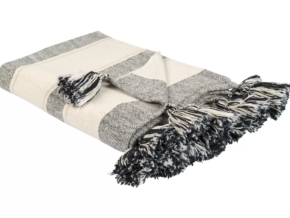Clearance Beliani Torkkupeitto Puuvilla Beige/Harmaa 130 X 170 Cm Cayir