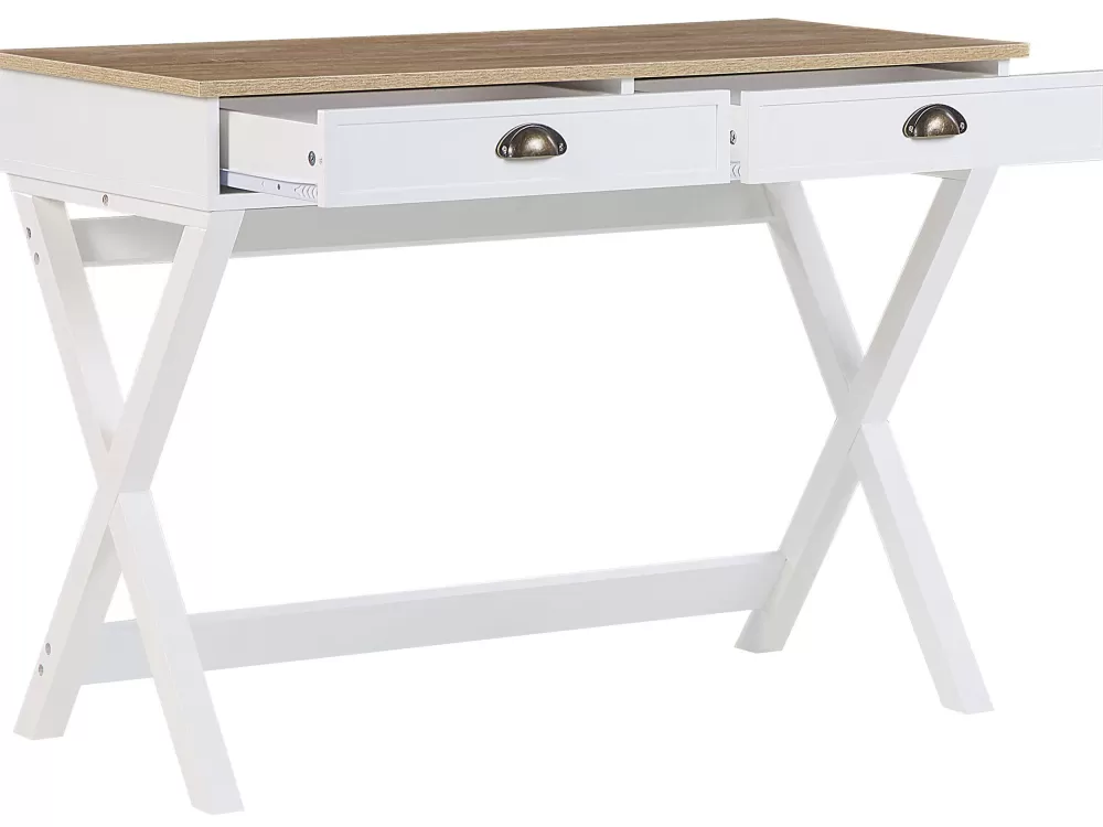 Lastenhuone<Beliani Tyopoyta 2 Laatikkoa Vaalea Puu/Valkoinen 103 X 50 Cm Ekart