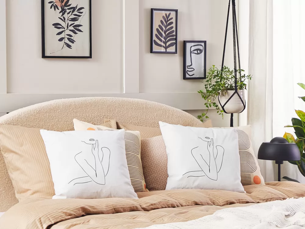 Tekstiilit<Beliani Valkoinen Koristetyyny Setti 2 Kpl 45 X 45 Cm Meadowfoam